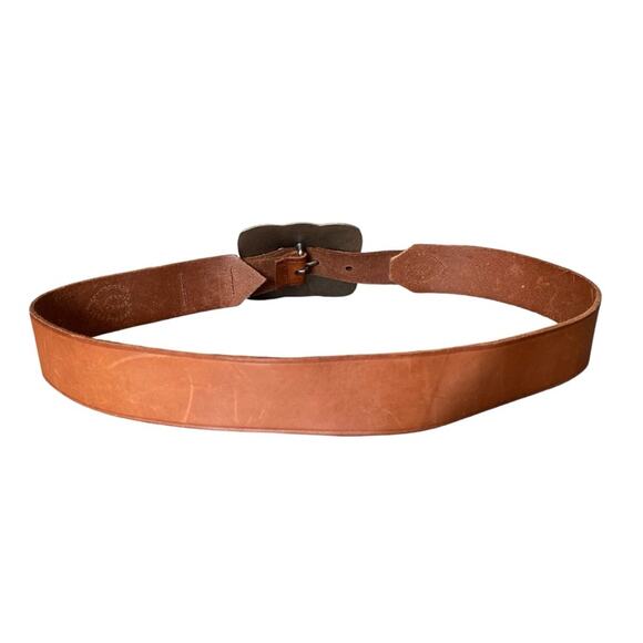 Brown Leather Floral Silver Tone Buckle Belt size medium - Picture 5 of 7